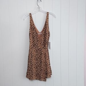 Reformation Anchorage Leopard Wrap Mini Dress
